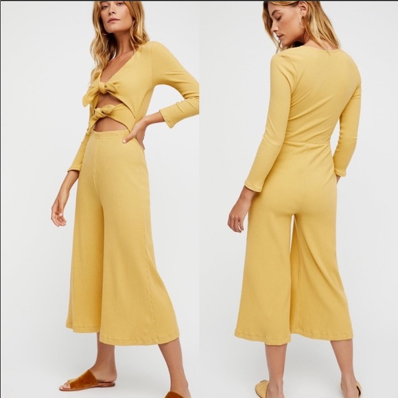 NWT Free People LOOK AT ME Jumpsuit, Black/Yellow - Picture 4 of 6